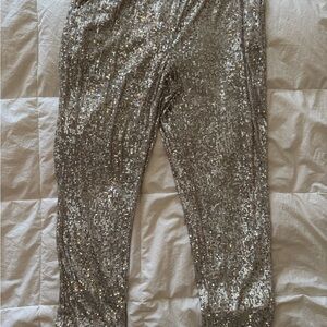 Cable & Gauge Cream and Silver Straight Leg Pants